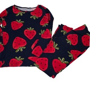 Carters Strawberry‎ Pajama Set Kids Size 12/12A Long Sleeve Girls Sleepwear